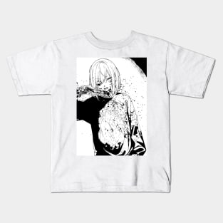 Ghoul Girl Black and White Manga Style Art Kids T-Shirt